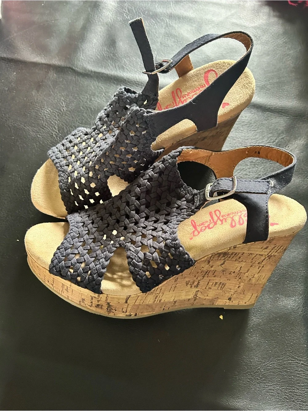 Jellypop Navy Woven Slingback Sandals